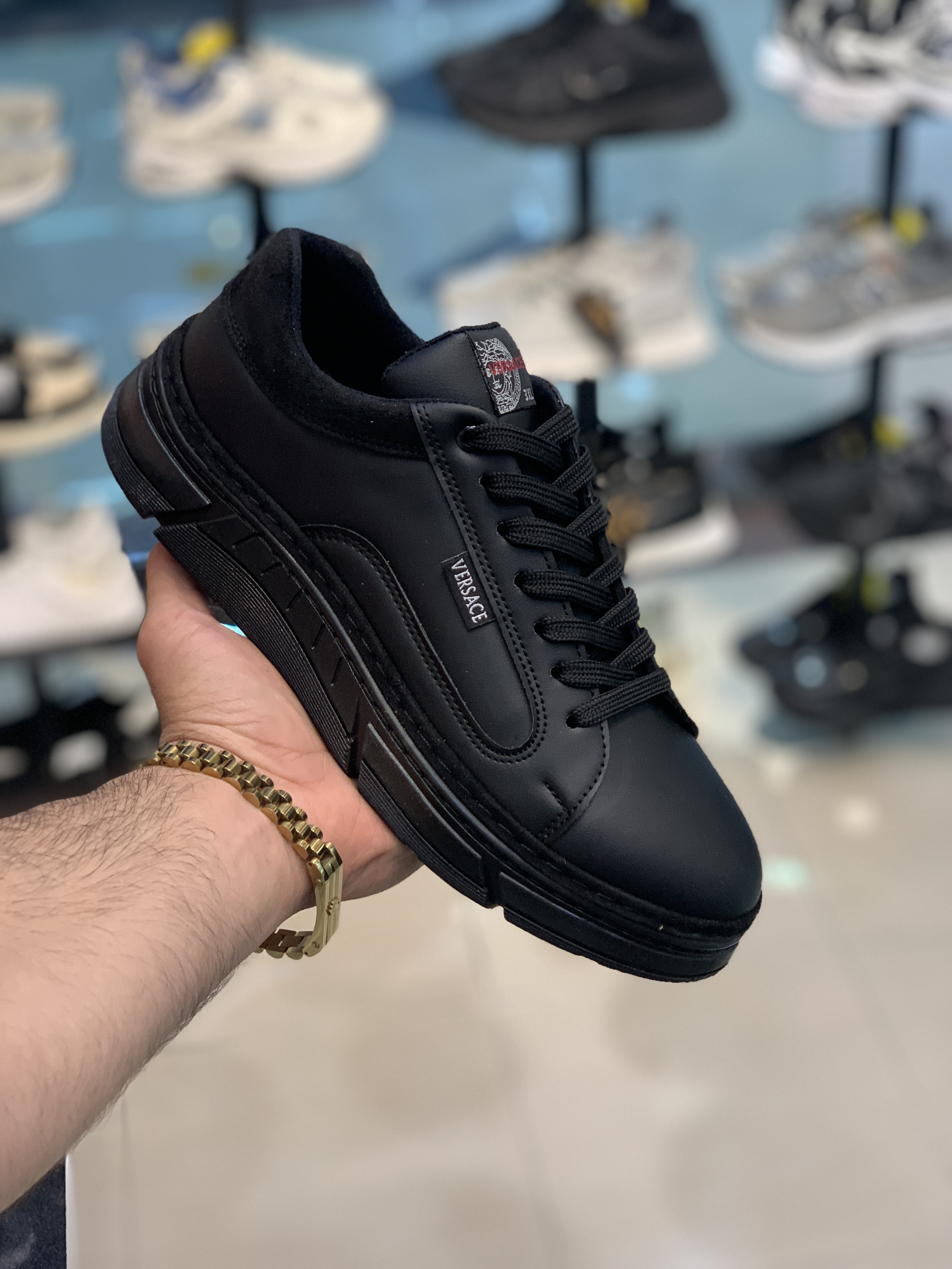 کفش چرم مردانه رابر بندی روزمره مشکی سایز۴۰تا۴۴