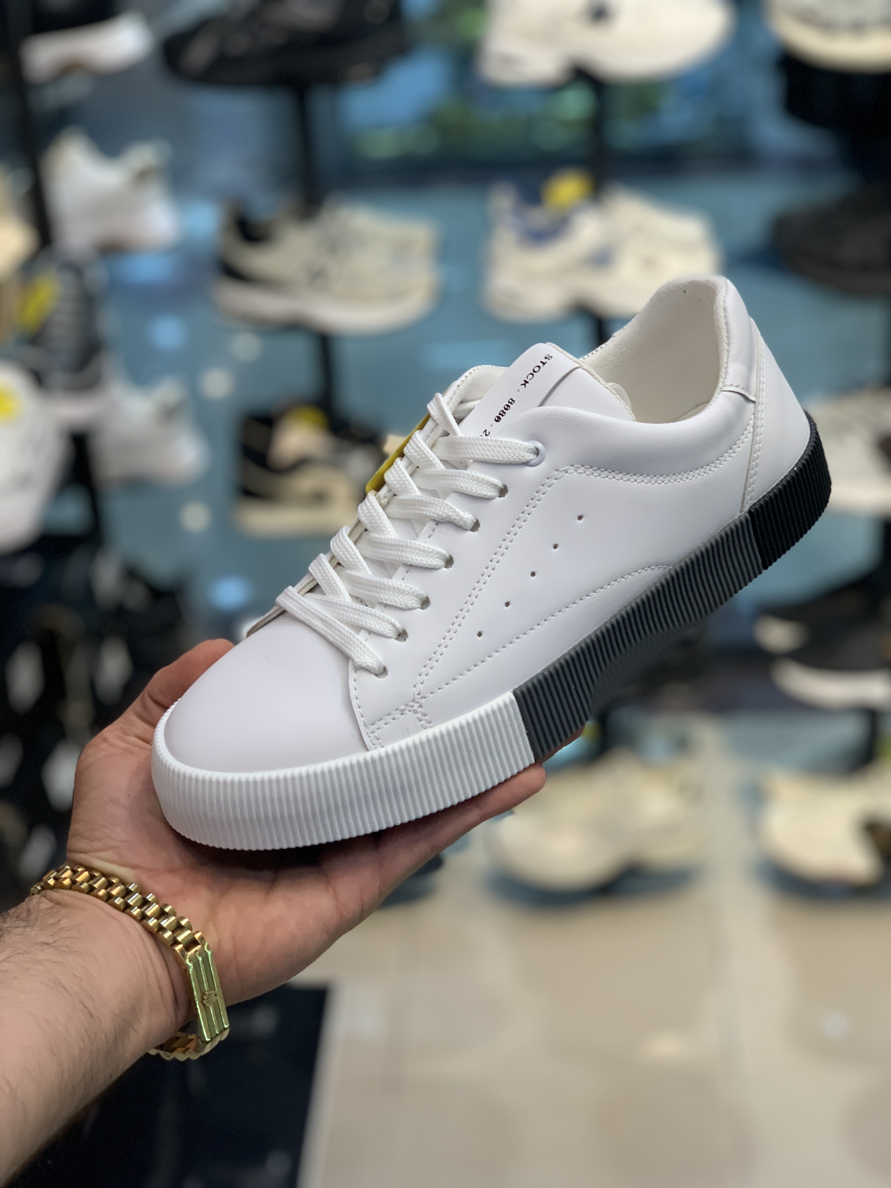 ونس مردانه سفید رویه چرم صنعتی